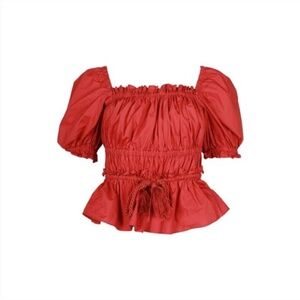 Ulla Johnson Evita Shirred Cotton Top Burnt Henna 2